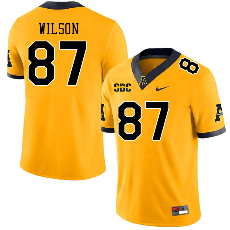 Men #87 Eli Wilson Appalachian State Mountaineers College Football Jerseys Stitched Sale-Gold